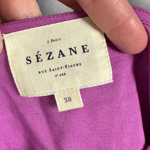 Sezane Lexy Blouse Size 38 French US 6 Square Neck Lace Frill Organic Cotton Top - Picture 7 of 15